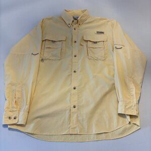 Columbia PFG Shirt Mens Large Vented Fishing Button Up Long Sleeve Yellow
